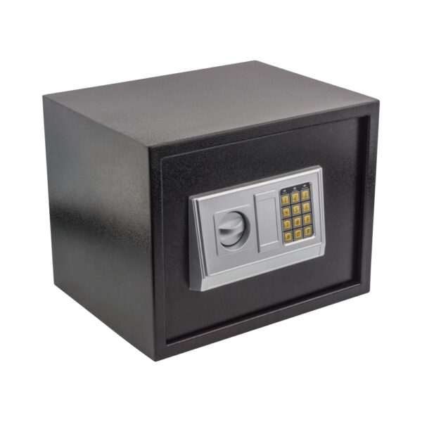 Jaki sejf wybrać do domu? Podręczny sejf z klawiaturą numeryczną o wymiarach 38x30x30cm.