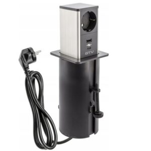 Gniazdo meblowe Tower gniazdo Schuko, USB A+C CZARNY / INOX