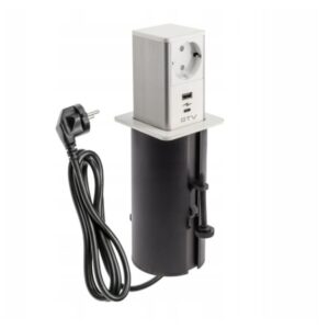 Gniazdo meblowe Tower gniazdo Schuko, USB A+C BIAŁY / INOX